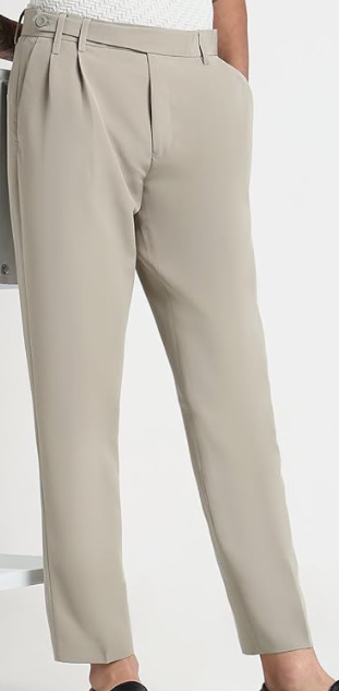 Light Green Solid Tapered Fit Pant